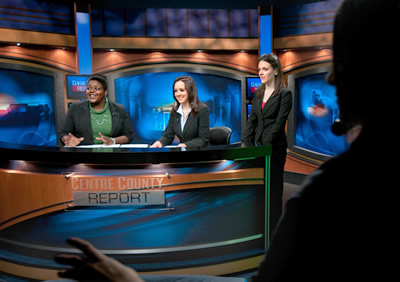 Students on the set of Centre County Report.